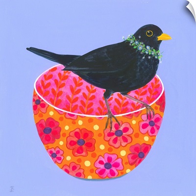 Blackbird And Decorative Bowl