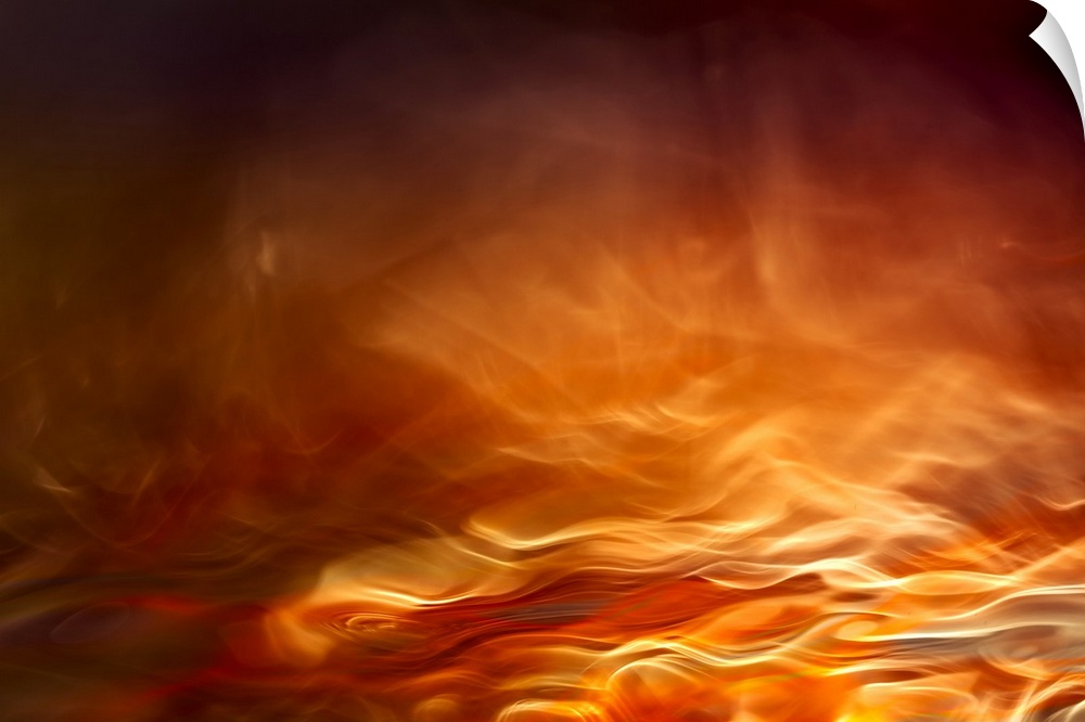 Abstract digital art with orange, yellow, and red hues resembling water on fire.