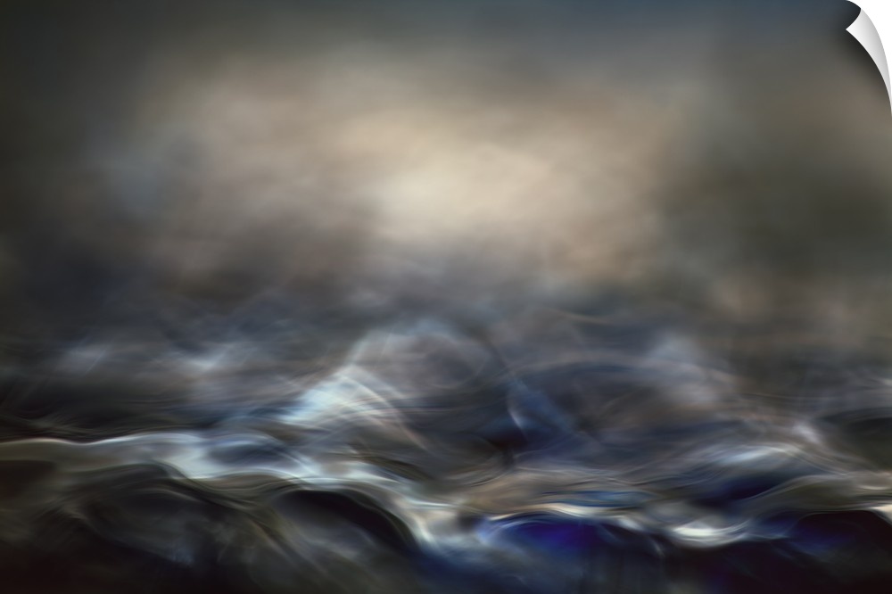 Abstract digital art resembling waves of water at night.