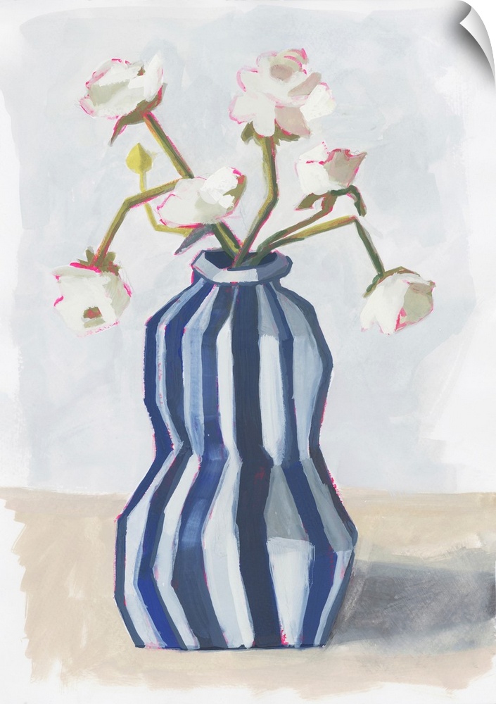 Fresh Flowers In A Striped Vase II