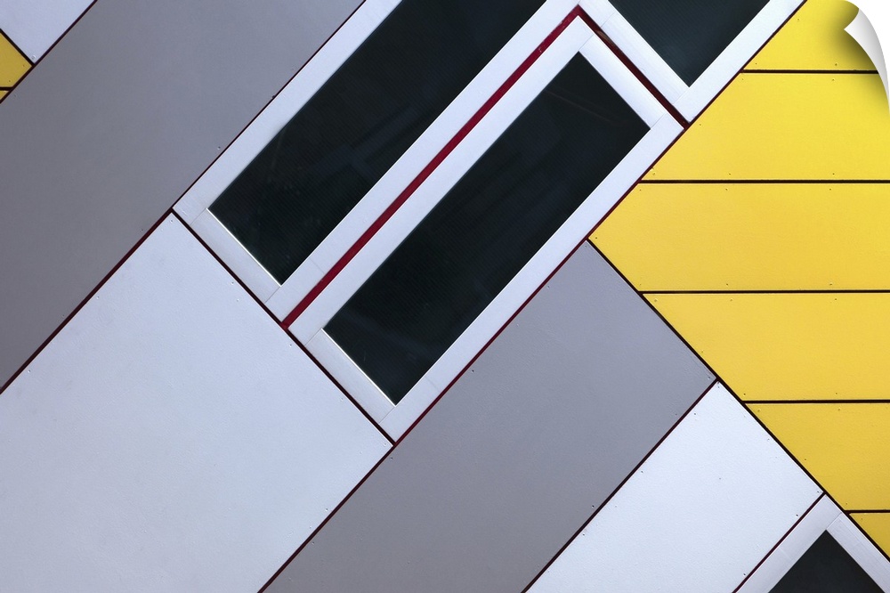 Abstract photo of the colorful panels on one of the Cubic Houses in Rotterdam, Netherlands.