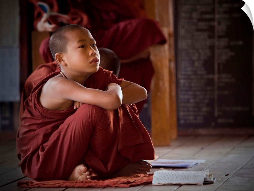 A young monk in the Shwe Yangwe monastery, Myanmar.