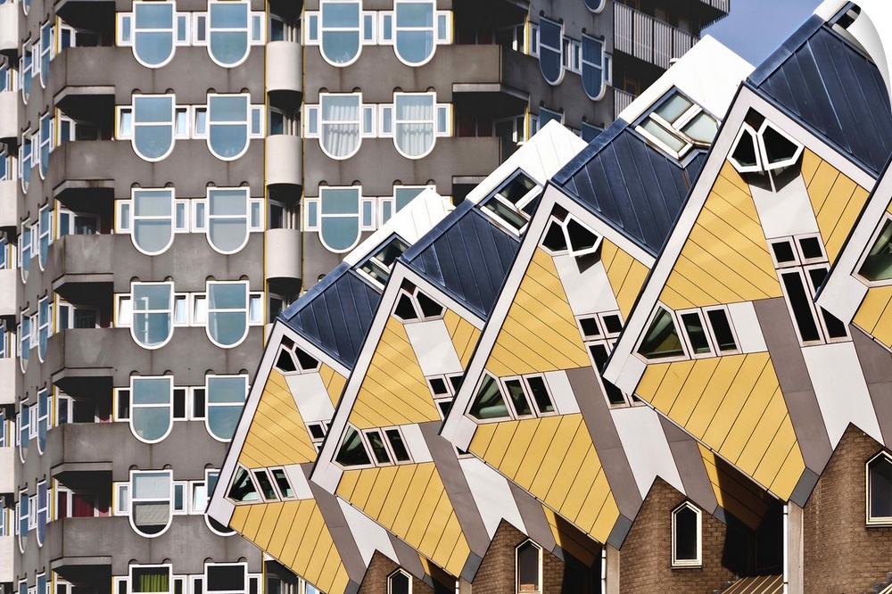 Unusual architecture of the cube houses in Rotterdam, Netherlands.