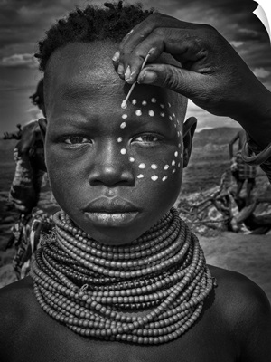 Painting The Face Of A Karo Tribe Girl (Omo Valley-Ethiopia)