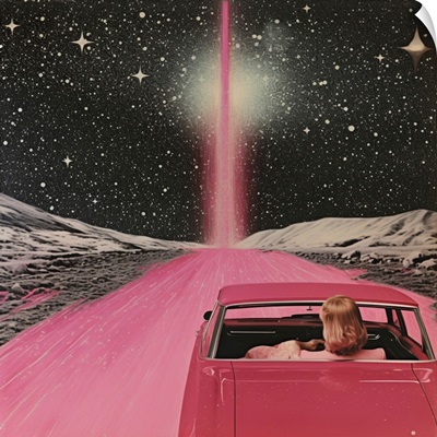 Pink Vintage Car In Space 3