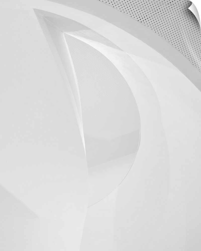 Abstract interior view of stark white architectural details.