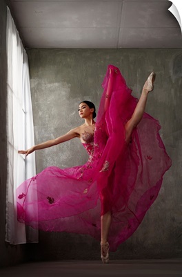 The Pose Of Red Gown Ballerina