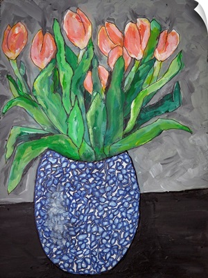 Tulips In Blue Vase