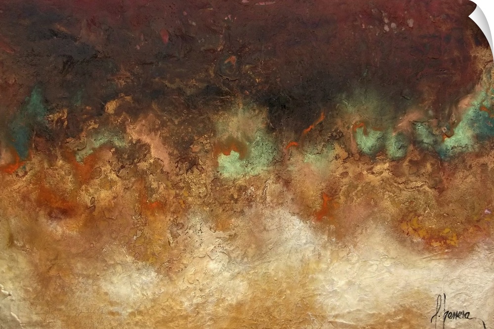 Contemporary abstract painting in neutral earth tones.