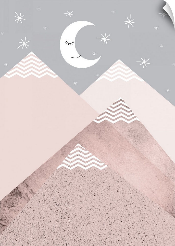 Blush Pink Grey Mountains 2