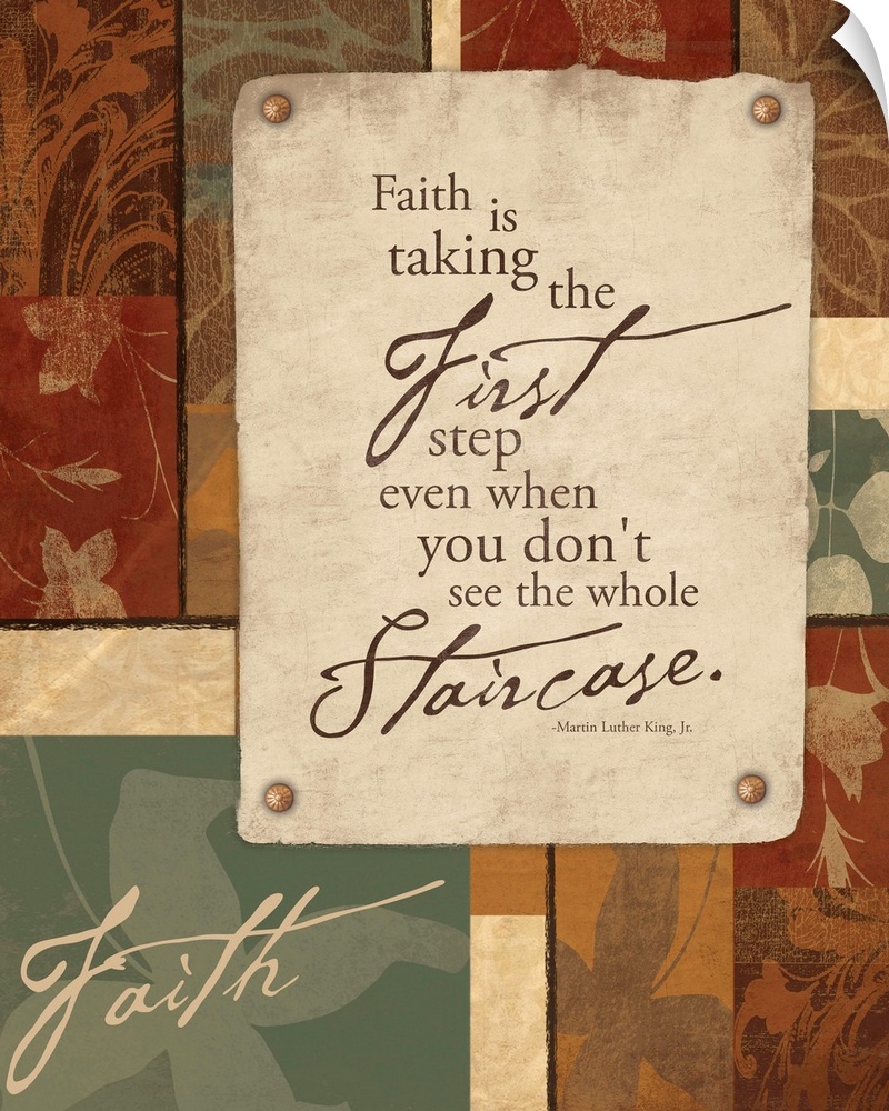 Inspirational artwork with text in the foreground of the image and floral patterns in the background.