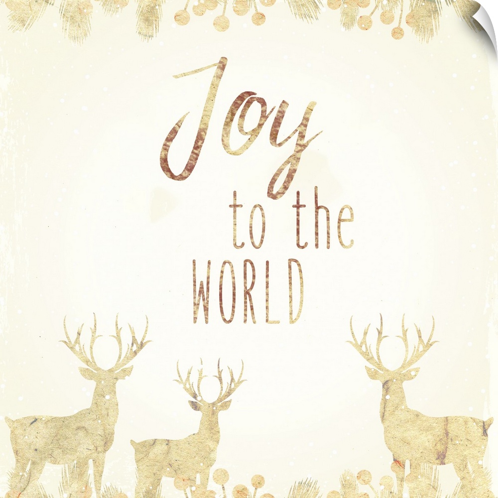 Holiday sentiment with golden deer silhouettes.