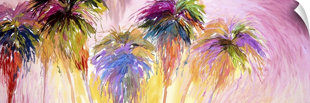 Contemporary painting of a group of palm trees.