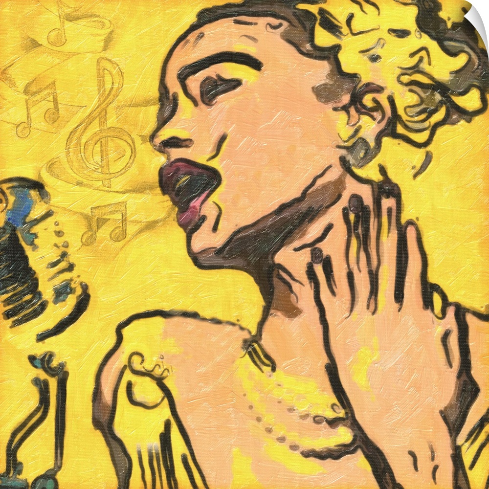 Contemporary painting of a woman singing the blues.