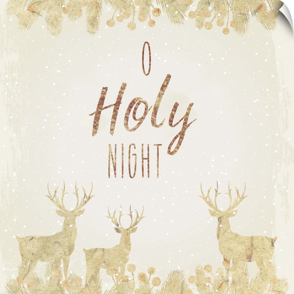 Holiday sentiment with golden deer silhouettes.