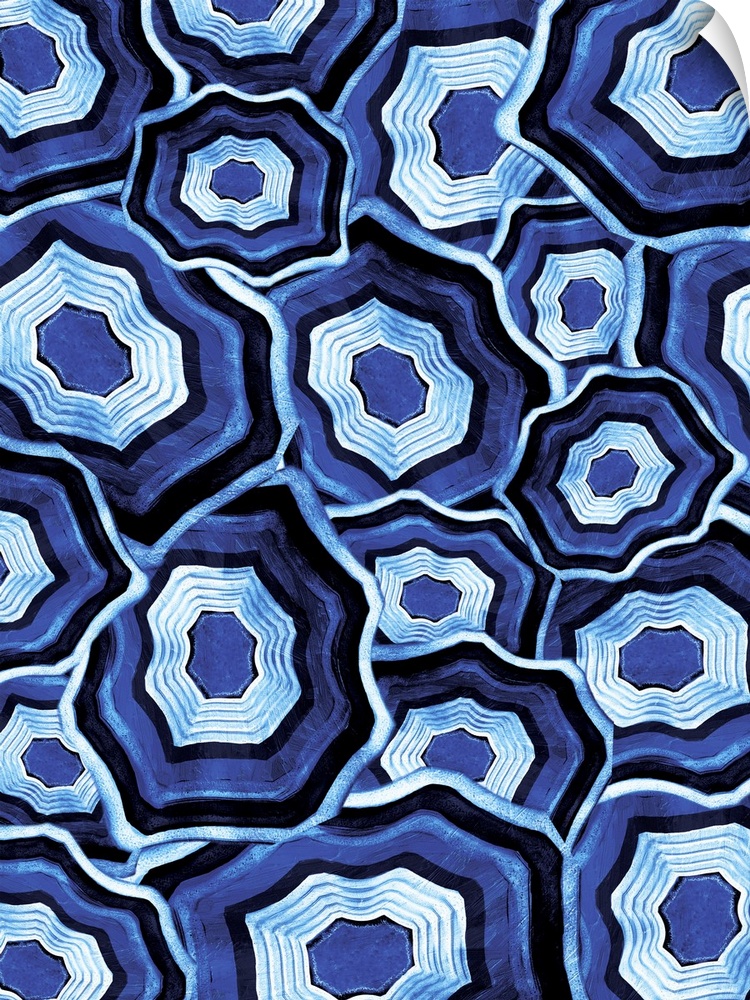Several deep blue agate cross sections overlapping.