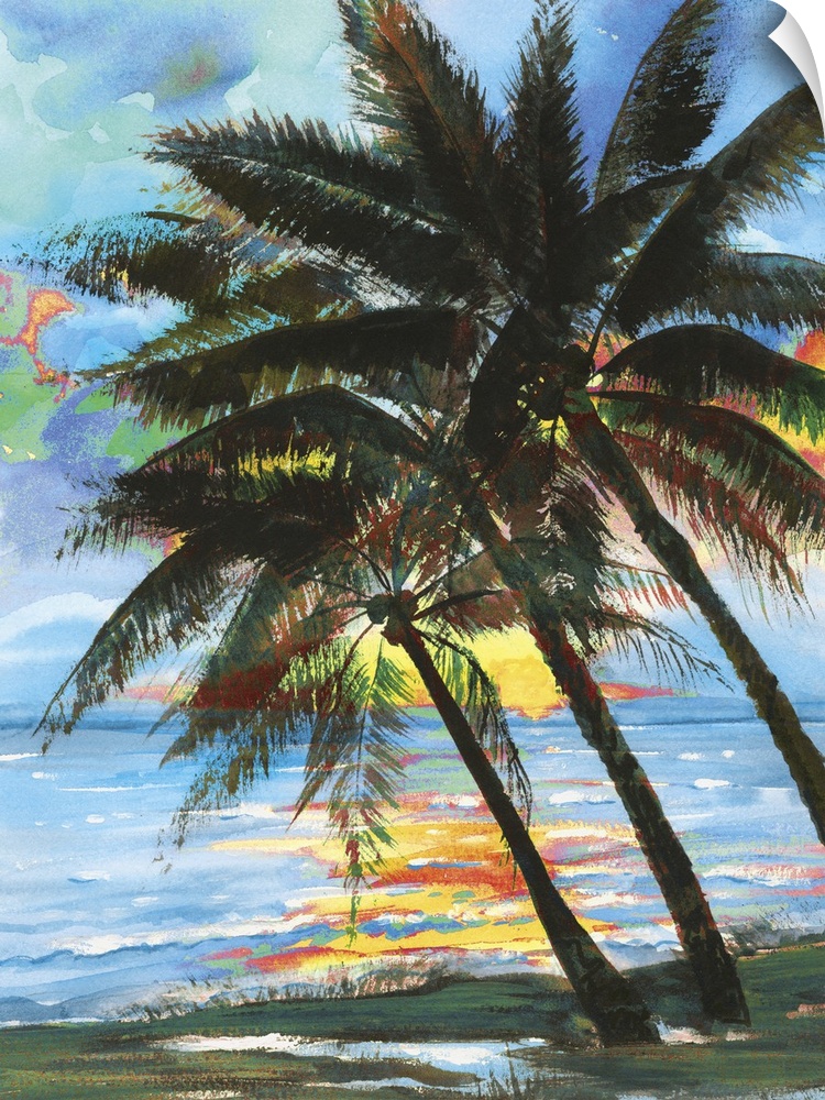 Contemporary painting of a group of palm trees.