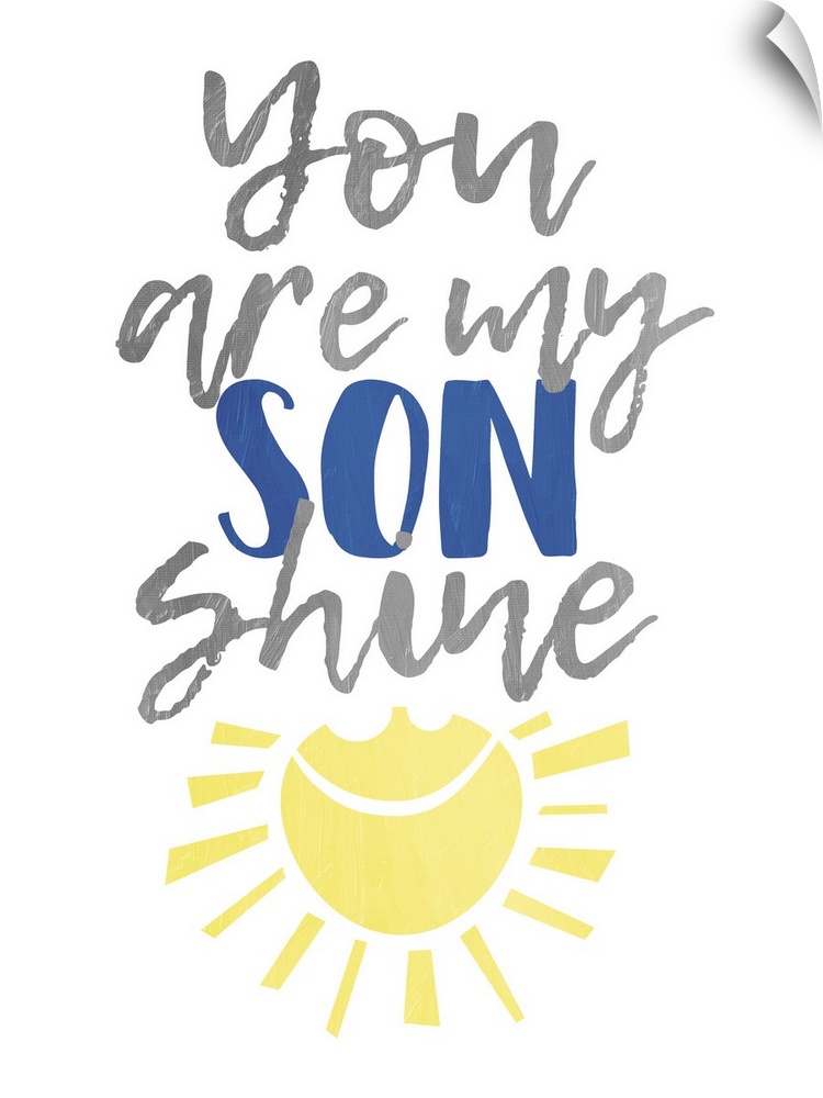 Children's typography artwork with a sunshine design, for a boy's room.