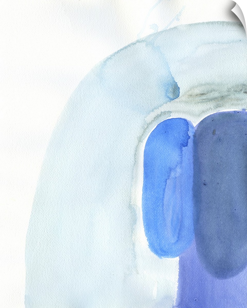 Watercolor abstract artwork in shades of blue.