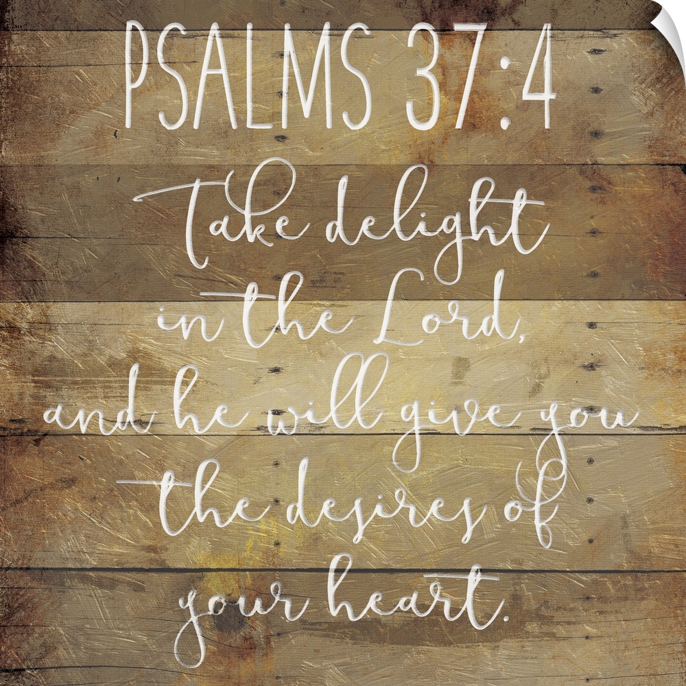 Typography art of the Bible verse Psalms 37:4.