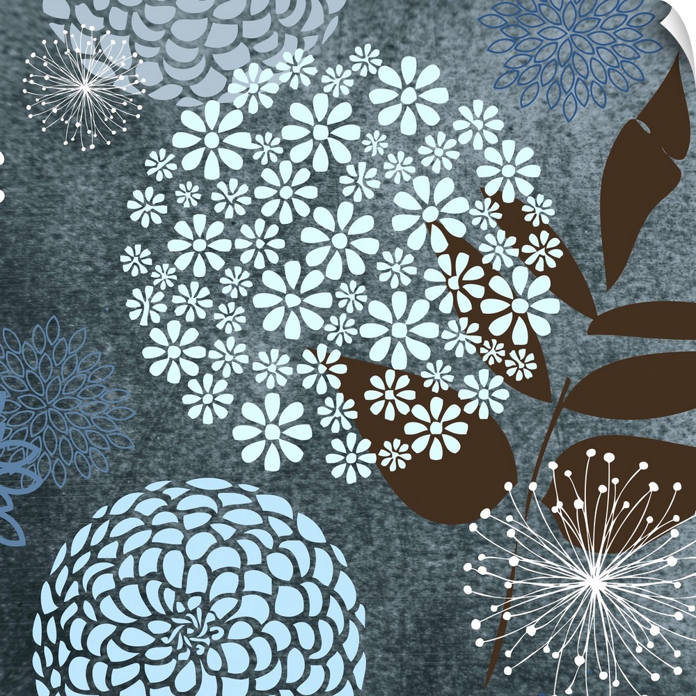Decorative floral artwork against a blue flora background.