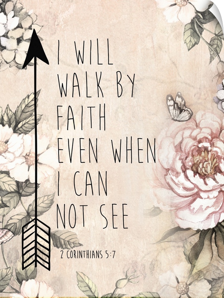 Bible verse decorated with an arrow and illustrated flowers.