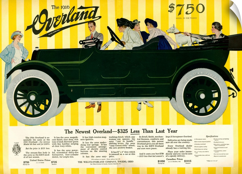 1910's USA Willys-Overland Magazine Advert