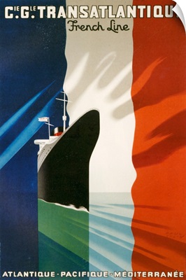 1940's France Transatlantique French Line Poster