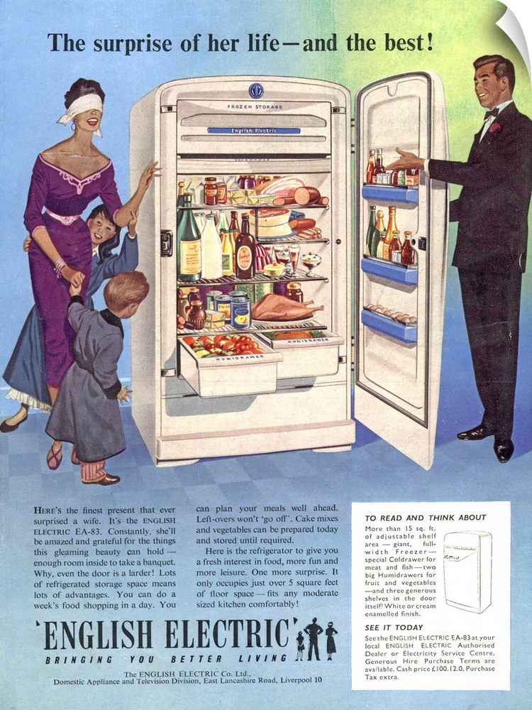.1955.1950s.UK.english electric fridges housewife housewives appliances refridgerators refrigerators...