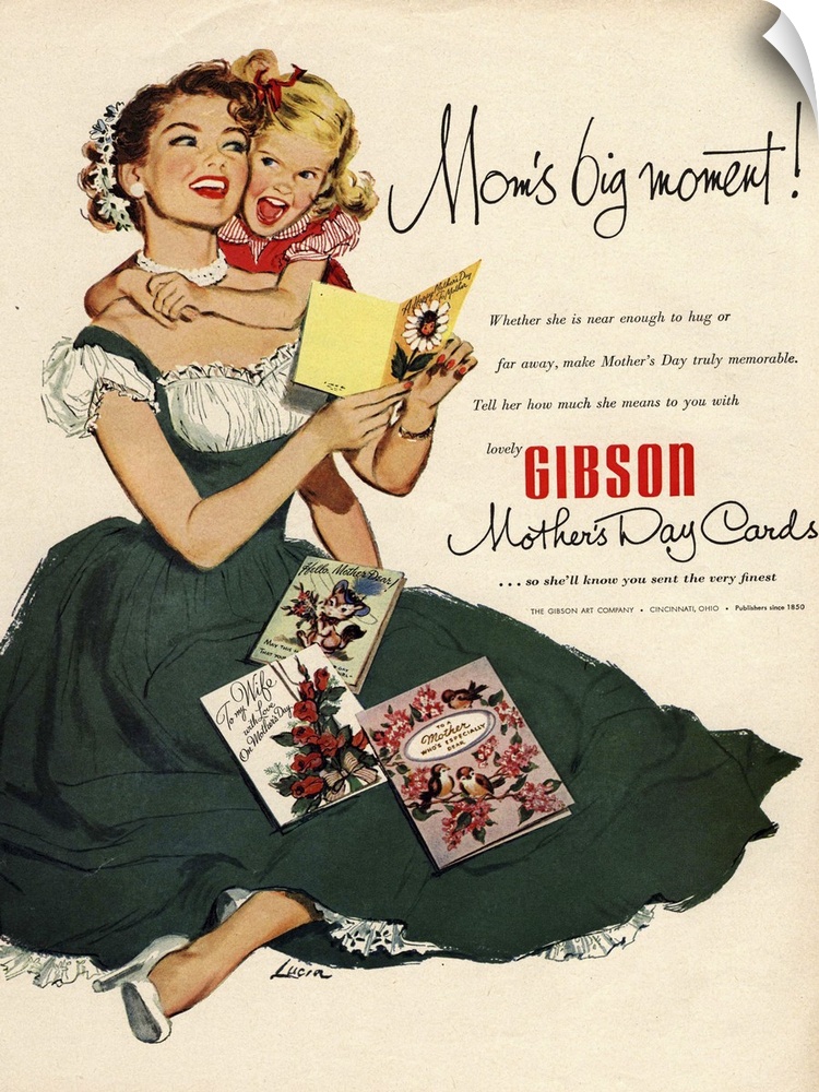 .1940s.USA.mother's day mothers cards gibson children...