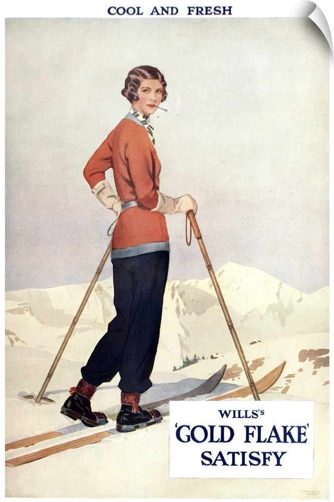 Will..s.1930s.USA.gold flake skiing cigarettes smoking skiing...