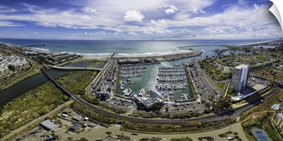 Aerial Panoramic of the Oceanside Harbor