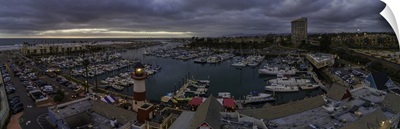 Aerial panoramic of the Oceanside Harbor