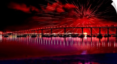 Fireworks over San Diego's Coronado Bay Bridge