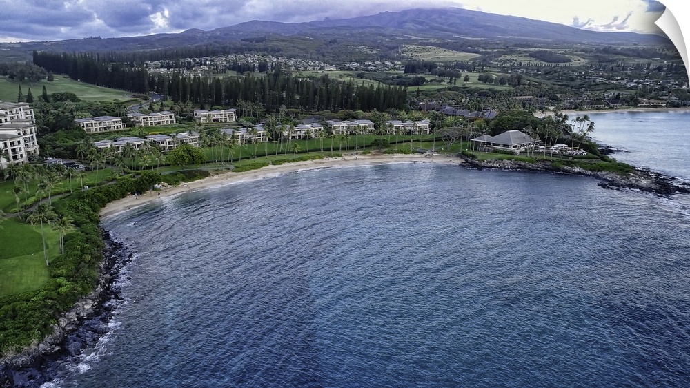 Stunning Kapalua Bay in Maui, Hawaii, USA. This is a 3 image aerial panoramic.