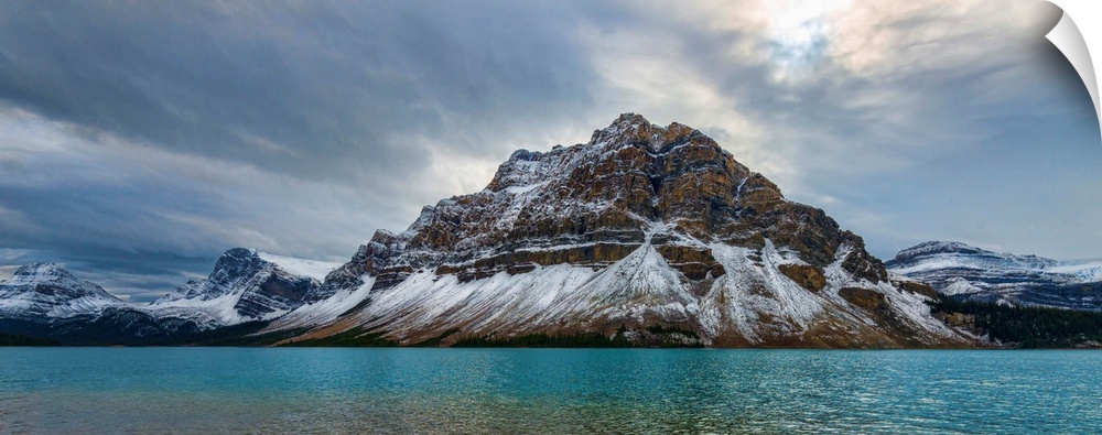 Stunning and mysterious Bow Lake near Banff, Canada.