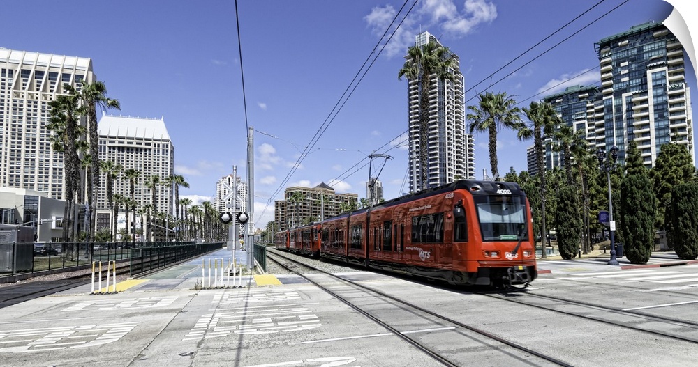 Red Trolley in Downtown San Diego, California, USA