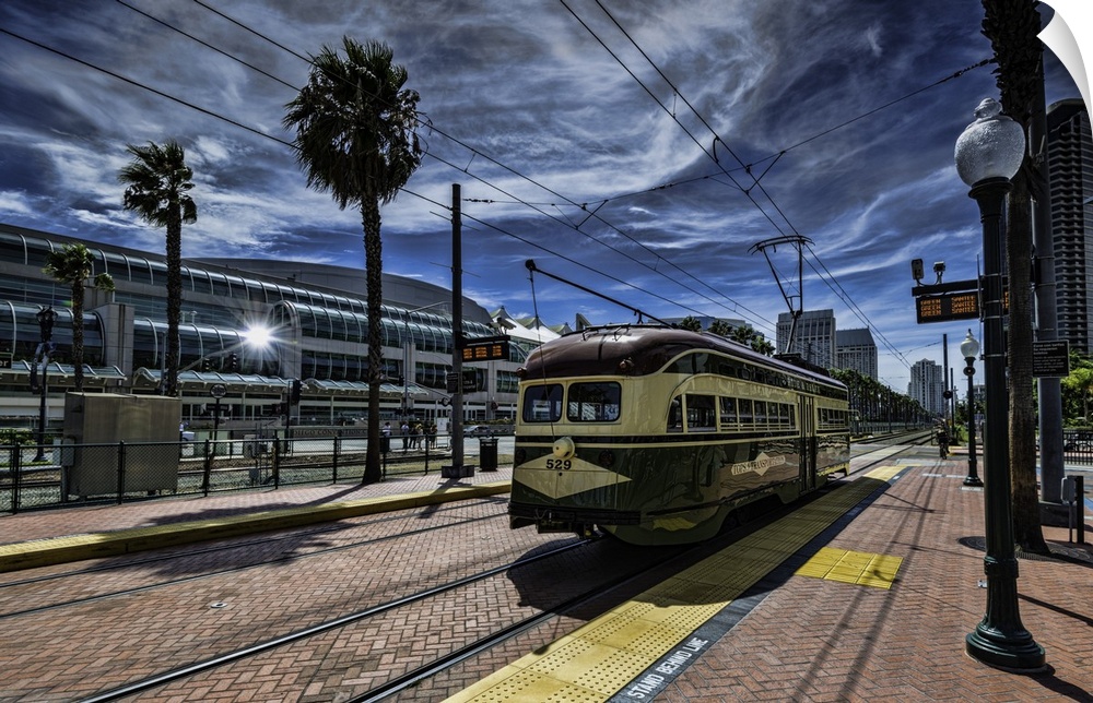 Old trolley in San Diego Convention Center downtown aera