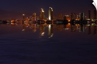 San Diego nightscape skyline reflections