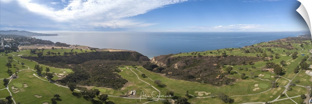 Panoramic aerial photo of Torrey Pines Golf course.