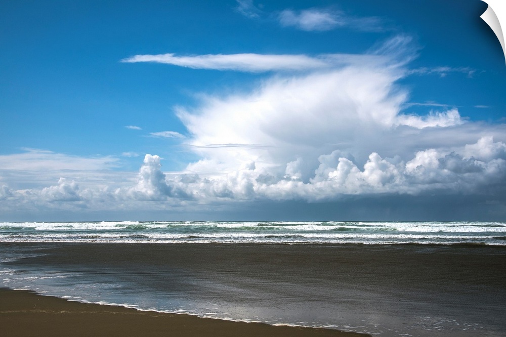 A rain shower passes near the beach. Seaside, Oregon, United States of America.