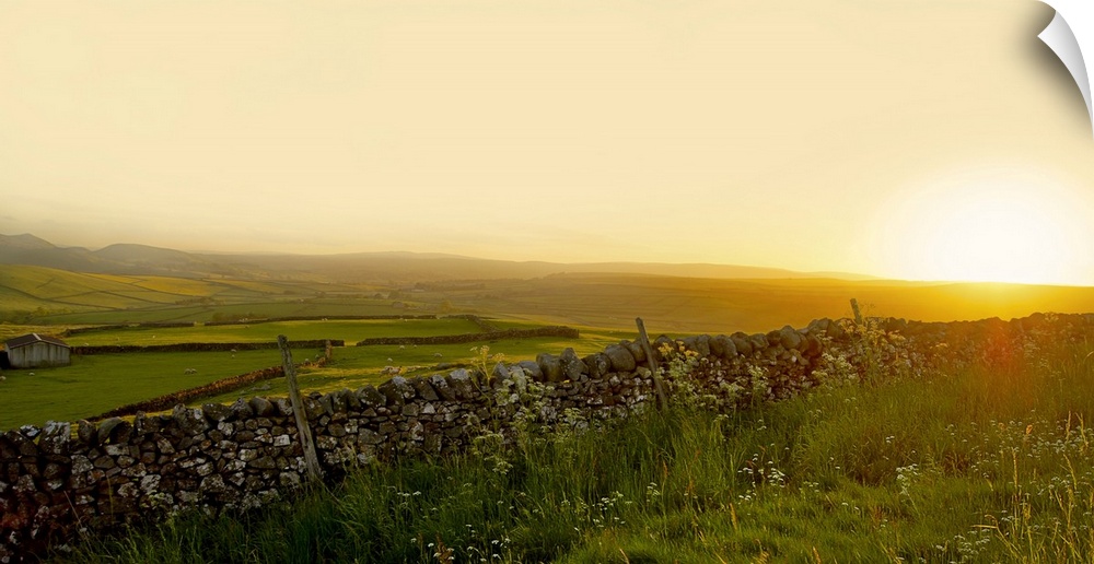 A view across the Yorkshire Dales at sunset.