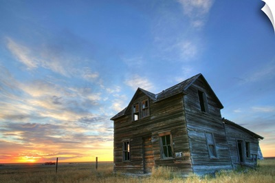 Abandoned House At Sunset, Val Marie, Saskatchewan, Canada