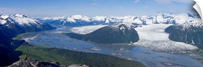 Aerial view of Taku River, Taku Glacier and Hole in the Wall Glacier, Inside Passage