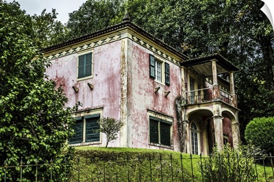 An Old House With Weathered Pink Facade, Furnas, Sao Miguel, Azores, Portugal