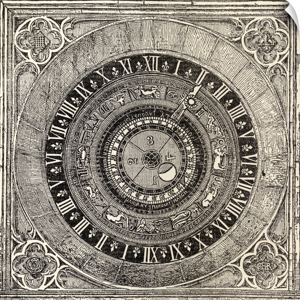 Astronomical Clock In Hampton Court Palace. From History Of Hampton Court Palace In Tudor Times By Ernest Law. Published L...