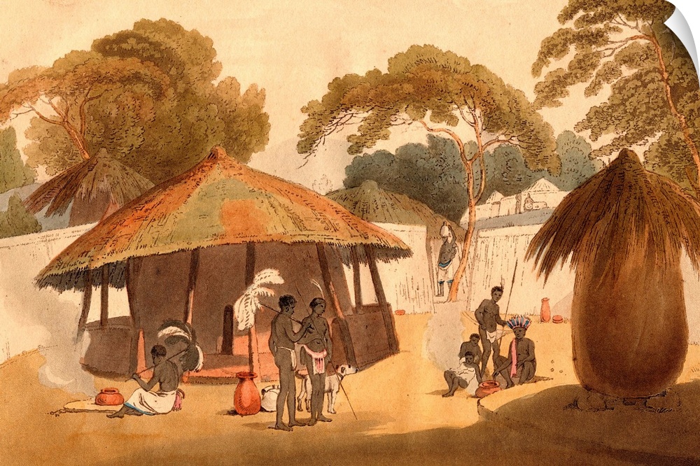 Booshuana Village, Southern African Village. Drawn By W. Alexander, 1806, Engraved By T. Medland.