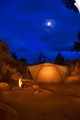 Camp Site At Night, Utah, Usa