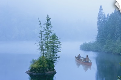 Canoe In The Mist On Jacques-Cartier River, Quebec, Canada