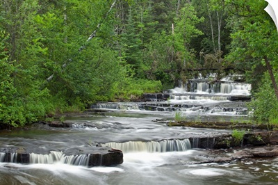 Cascading Falls Along A Creek; Thunder Bay, Ontario, Canada